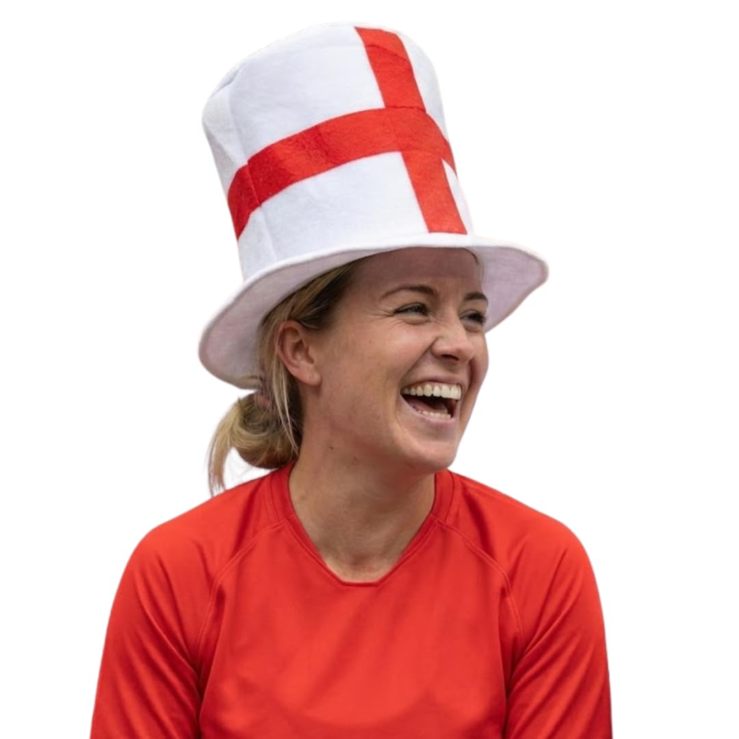 TC Toys - England Top Hat - St George Cross Flag Fancy Dress Accessory - Patriotic Adult Supporter Headwear for Football, Rugby & St Georges Day Parties