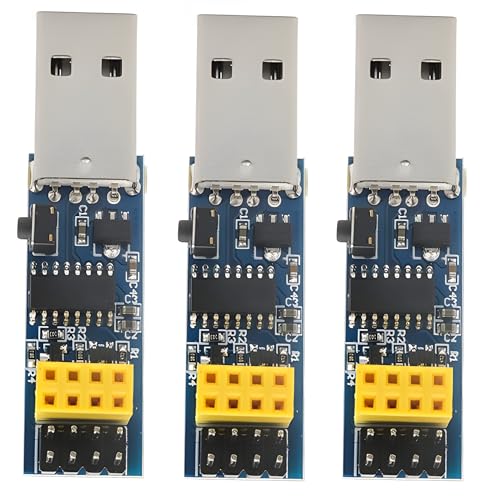 PAMEENCOS 3pcs CH340C USB to ESP8266 ESP-01 Prog WiFi Downloader, CH340C Breakout Prog Programmer Downloader Module for ESP-01/0