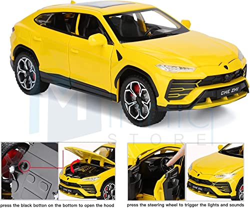Image of 1 /24 Lamborghini Urus Model Car with Box, Zinc Alloy Pull Back Toy car with Sound and Light for Kids Boy Girl Gift?Colors as Per Stock? (Lamborghini Urus 1:24)