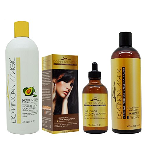 Dominican Magic Anti Aging Shampoo, Scalp Drop, Moisture Lock Leave on Set