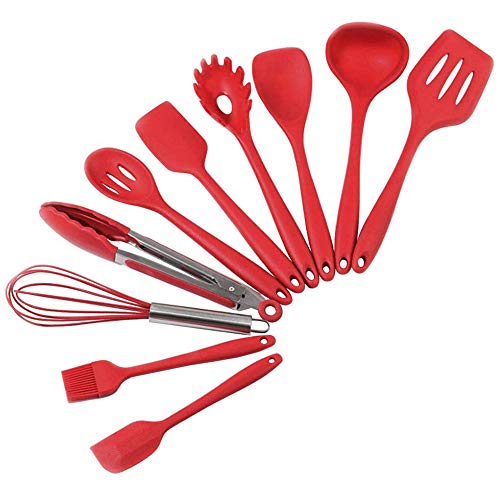 Utensilios de Cocina, 10 Piezas Utensilios de Cocina de Silicona Resistentes al Calor, Herramientas de Cocina con Mango de Silicona, Utensilios de Cocina antiadherentes utensilios silicona cocina