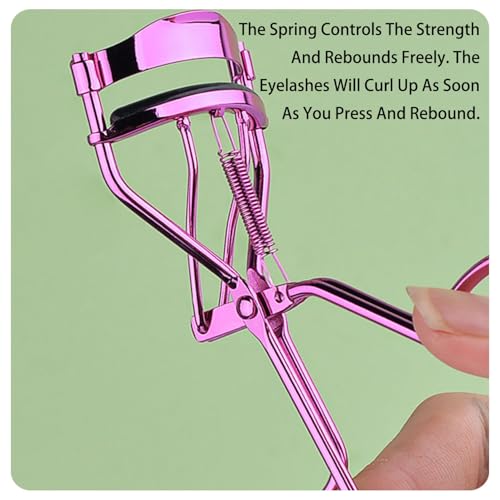 1 Stück Wimpernzange Stark, 24 Stück Wimpernzange Nachfüllungen, Rosenrote Wimpernzange, Wimpernzange Aus Metall, für den Weiblichen Gebrauch, Make-up-Lockenwickler-Werkzeug