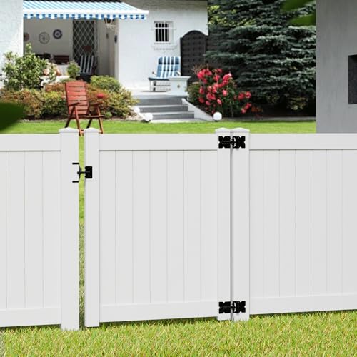 Image of TRIPLE DEER Heavy Duty Self-Closing Gate Hinge and Self-Locking Latch Hardware Kit, Stainless Steel Automatic Gate Hardware Kit for Wooden /Vinyl /PVC Fence Gate with Screws and Adjuster Tool, 1 Pack