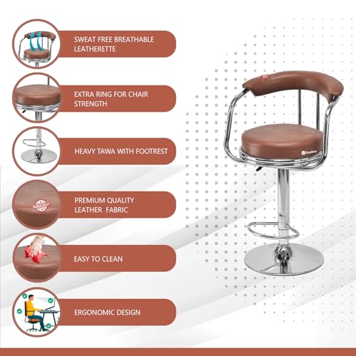 Image of GOYALSON Classic Height Adjustable and Revolving Bar Stool Kitchen Chair Stool (1, Rolex Tan)