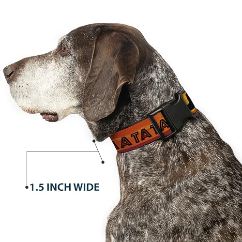 Buckle-Down Plastic Clip Collar - Lion King Hakuna Matata Sunset Oranges/Black - 1' Wide - Fits 15-26' Neck - Large