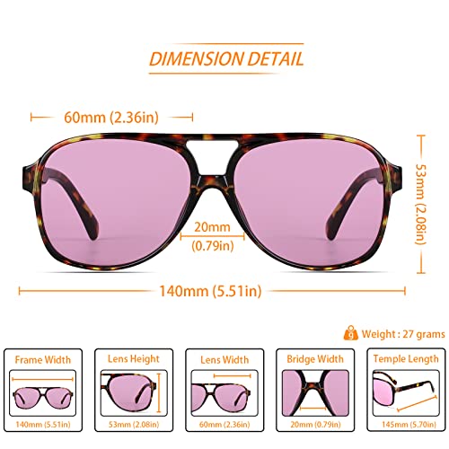 Freckles Mark Vintage Retro 70s Sunglasses for Women Men Classic Large Square Aviator Trendy Glasses