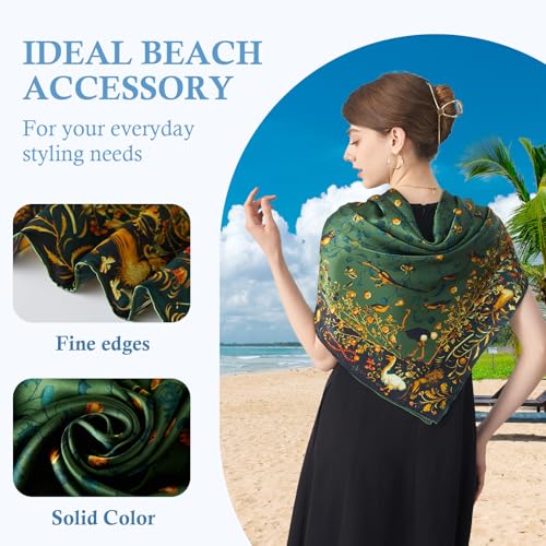 43" Large Square Silk Head Scarf Stain Bandanas for Women 100% Silk Scarf for Hair Wrapping at Night4