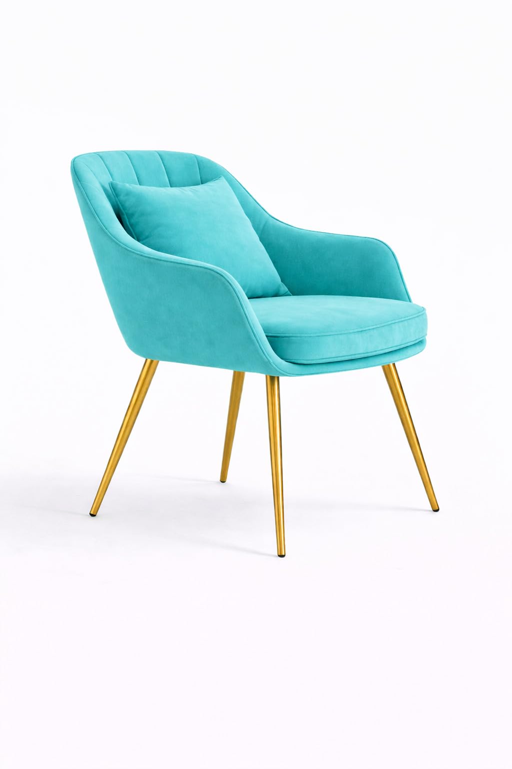 Modern Velvet Accent Chair with Soft Cushion, Elegant Gold Metal Legs & Marble Finish Round Side Table β Luxury Single Seater Armchair for Living Room, Bedroom, Office & Lounge (Turquoise) 1
