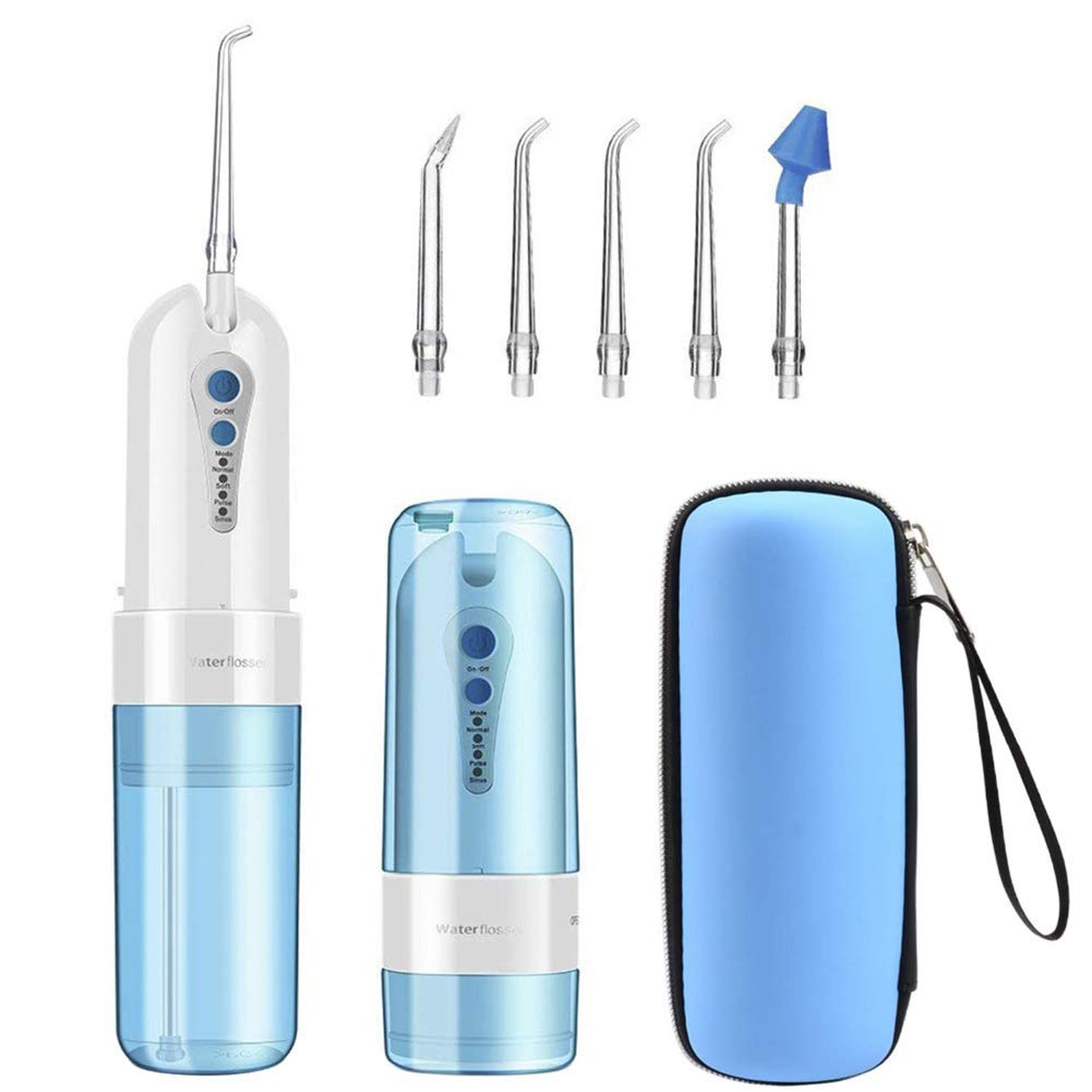 Irrigador Oral Flosser do wody pitnej Akumulator do zębów z 4 trybami 5 końcówkami strumienia zbiornik na wodę 150 ml