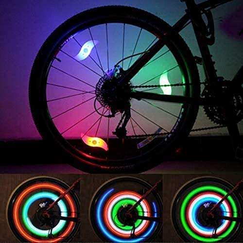 Tezam Bike Spoke Light, Spokelit Bicycle Lights, Bicycle Wheel Lights, Bicycle Flash LED Cycling Bike MTB Wheel Tire Valve Spoke Light, Used for Safety and Warning (2Blue+2Green+2Red+2Colourful)