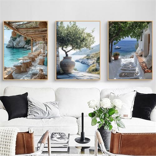 Poster paysage méditerranéen oliviers décoration murale 40x50
