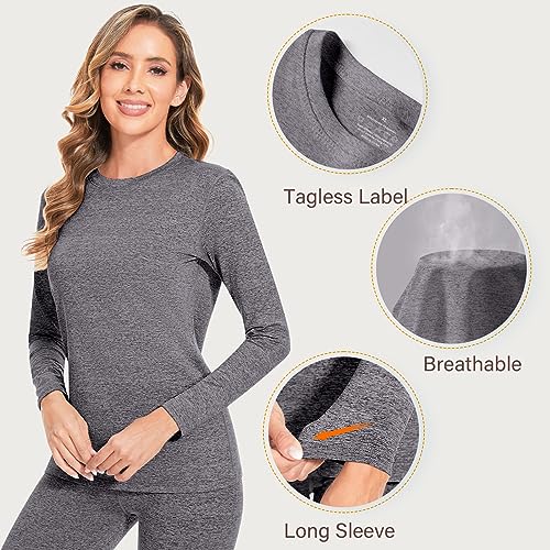 Image of YADIFEN Women Thermal Underwear Set,Long Johns for Women Base Layer with Fleece Lined Long Underwear Top Bottom Cold Weather