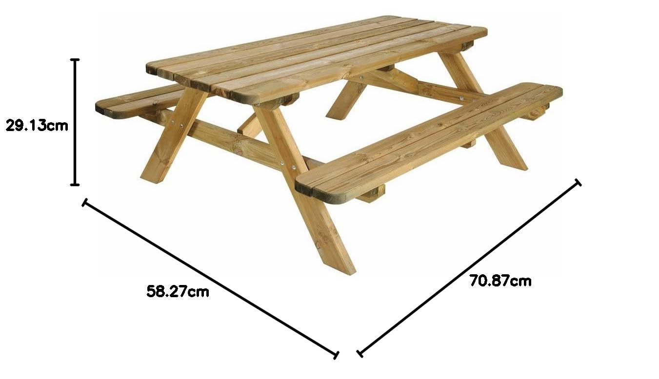Jardipolys Table de Pique-Nique en Bois 6 Personnes Robuste