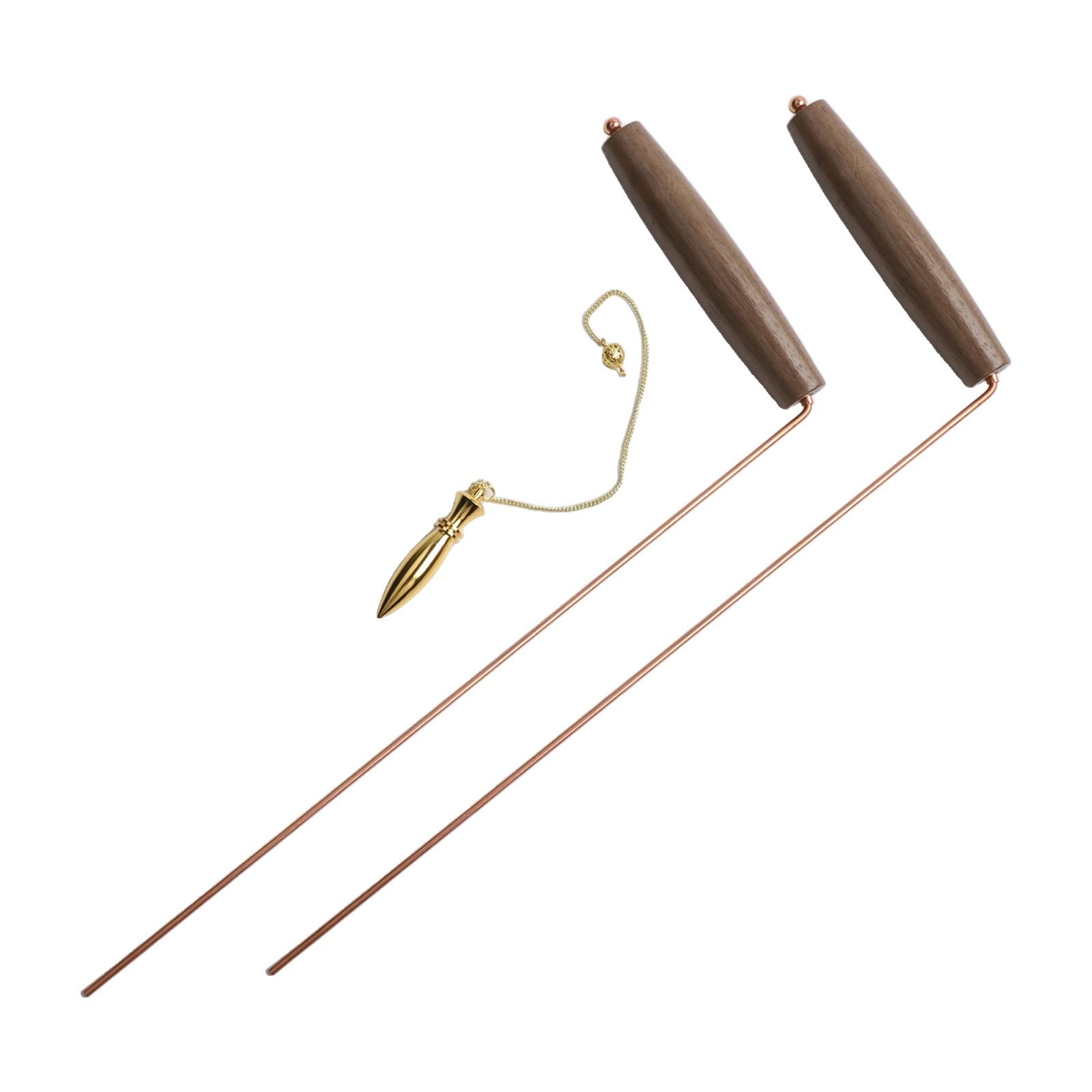 SPORTARC Kupfer Wünschelruten, Messing-Pendel-Set, Walnuss-Griff, Tauchset für Wassersuche, Goldsuche, verlorene Gegenstände