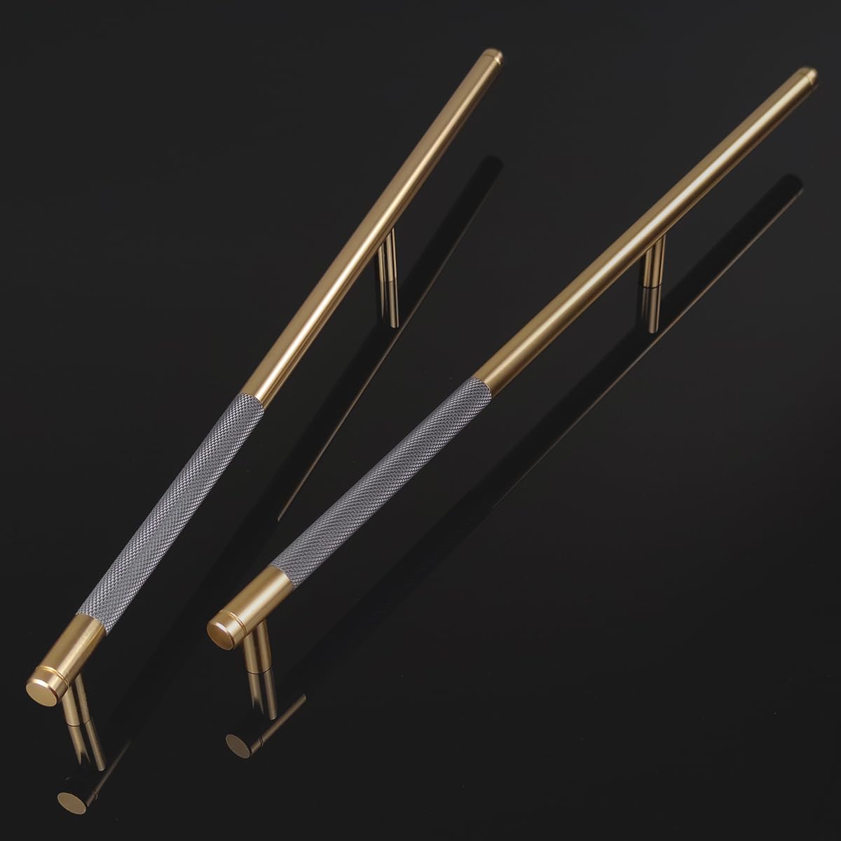 6 Pack Gold Modern Cabinet Handles 256mm Hole Centers Kitchen Bathroom bedrooms Study Furniture Door Vintage Pulls with Screws for Cupboards Drawer Wardrobe Dresser (Golden Grey)