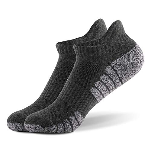 Horett 6 Pares de Calcetines Deportivos Tobilleros, Cálidos, Transpirables, Ligeros e Invisibles para Correr, Ciclismo, Maratón y senderismo. (Gris oscura)