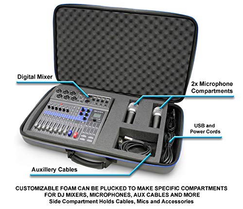 Casematix Music Equipment Mixer Case Compatible With Zoom Livetrak L-8 Podcast Mixer Or Podtrak P8 Podcast Recorder And Microphone Accessories - Includes Dj Equipment Gig Bag Travel Case Only #TOP2
