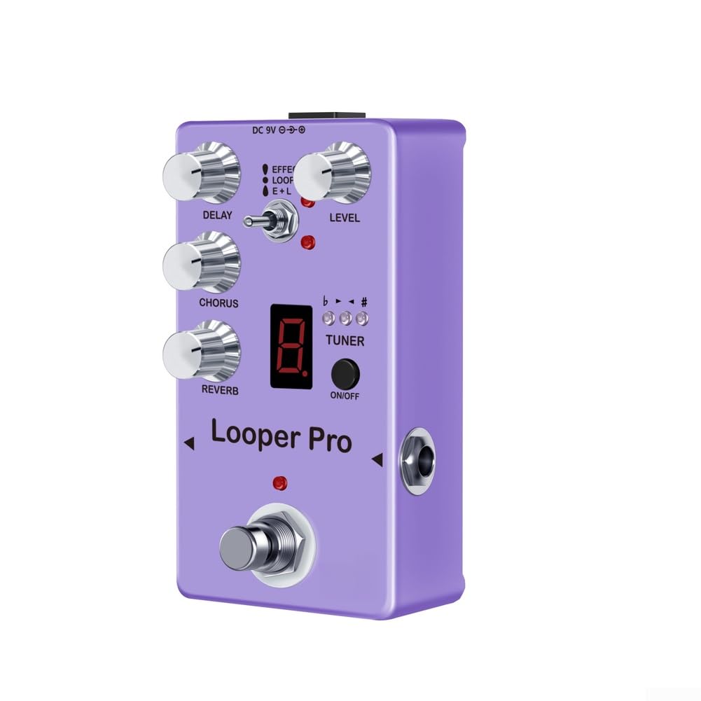 Pedal de efecto de guitarra Rowin Looper Pro Style con reverberación de afinador de coro de retardo Looper y tres modos de funcionamiento