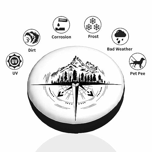 Image of Compass Spare Tire Cover Mountains Outline Palm Tree Nature Travel Beautiful Rock Weatherproof Universal Wheel Protectors Camper Tire Covers for Trailer Rv Travel(17 inch)