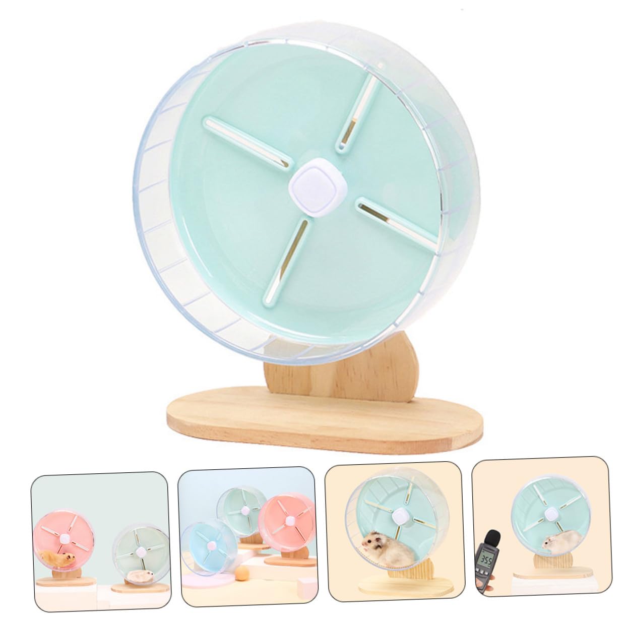 Rueda de Hámster Silenciosa 20cm Material Abs y Madera Soporte Estable para Jaula Adecuado para Ejercicio y Entretenimiento de Ardillas y Ratas