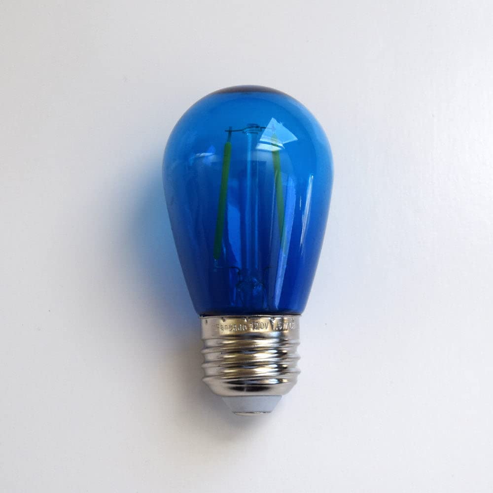 fantado Blue LED Filament S14 Shatterproof Energy Saving Color Light Bulb Dimmable 2W E26 Medium Base