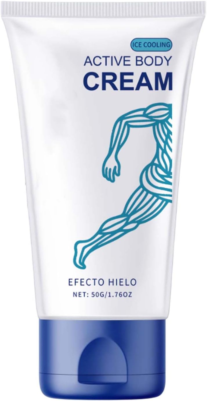 Actieve lichaamscrème, spierontspannende crème, verkoelende reliëfpasta, verkoelend effect, niet-vette formule, 50 g, perfect voor het verminderen van spierpijn en ongemak tijdens dagelijkse routines