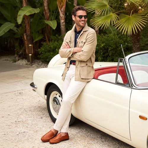 Image of Go Tour Men's Premium Genuine Leather Casual Slip on Loafers Breathable Driving Shoes Fashion Slipper