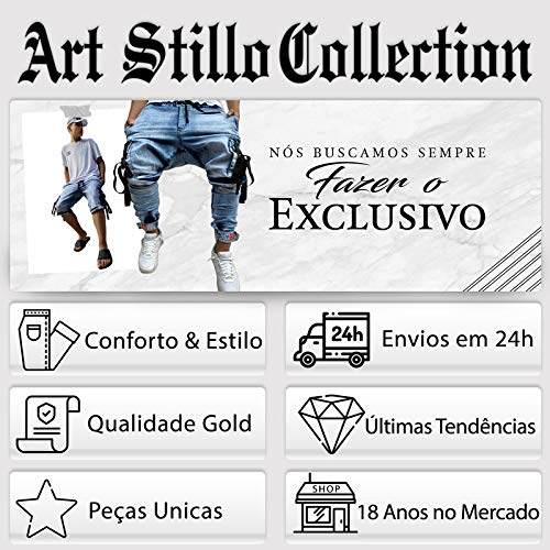 Calça Masculina Jeans Sarja Skinny Slim Rasgada Tamanho:44;Cor:Preto