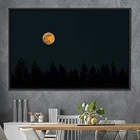 Framed Canvas Wall Art Lunar Aerial Astronomy & Space Expressive Global Moon Multicolor Photography Realism Warm - 16x24 inches