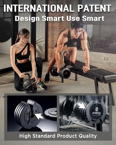 Image of BYZOOM FITNESS Pure Series Adjustable Dumbbell - 12.5 /25 /27.5 /50 /55 /75lb - ONE UNIT OR PAIR(check QTY before purchase) - 5-in-1 / 10-in-1 / 15-in-1 / 21-in-1 Flexible Hand Weights for Home Apartment Garage Gym, Strength Training & Fitness Workouts, White OR Black