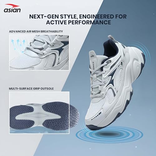 Image of ASIAN Dominator-04 Sneakers for Men | Chunky Stylish Shoes with Premium Comfort, High Grip, Memory Foam Sole & Trendy Design | Ideal, Gym & Travel