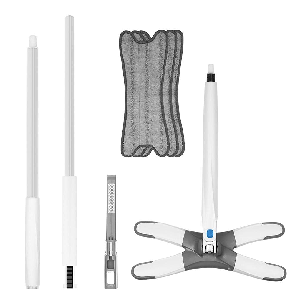Mop, 360 grados de rotación libre de microfibra tipo X fregona plana de limpieza del piso del hogar Herramientas de limpieza Lazy Fellow Mop, reutilizable hogar cocina mano libre fregona, adecuado
