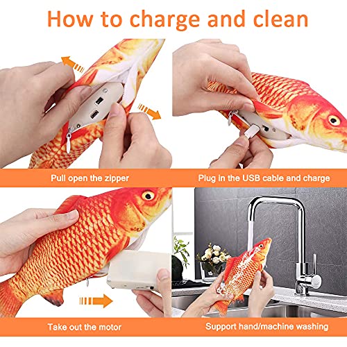 Cat Toys Flopping Fish With Silvervine And Catnip, 2 Pack Interactive Cat Toy For Indoor Cats, 11" Electric Moving Cat Kicker Exercise Toy, Wiggle Floppy Fish Toys For Small Dogs, Kitten, Small Pets #TOP4