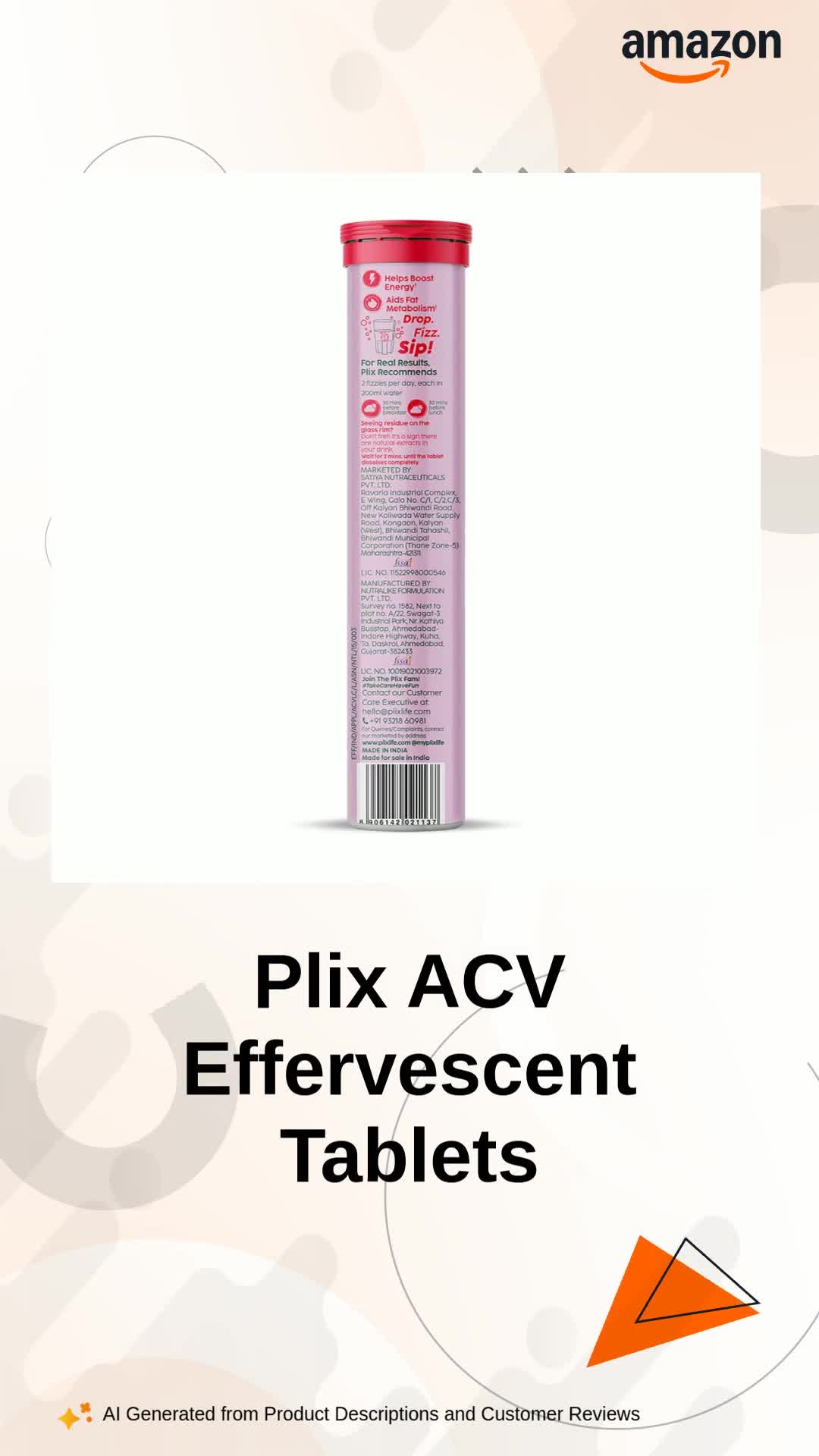 plix l carnitine The Plant Fix Plix L-Carnitine ACV Effervescent Tablets