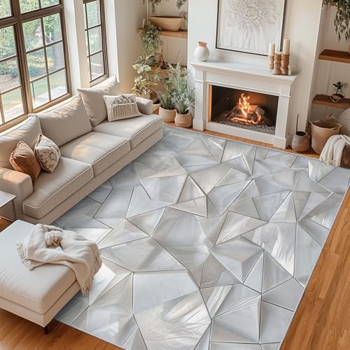 Tapis de salon géométrique moderne 80x150 poil ras antidérapant - 3