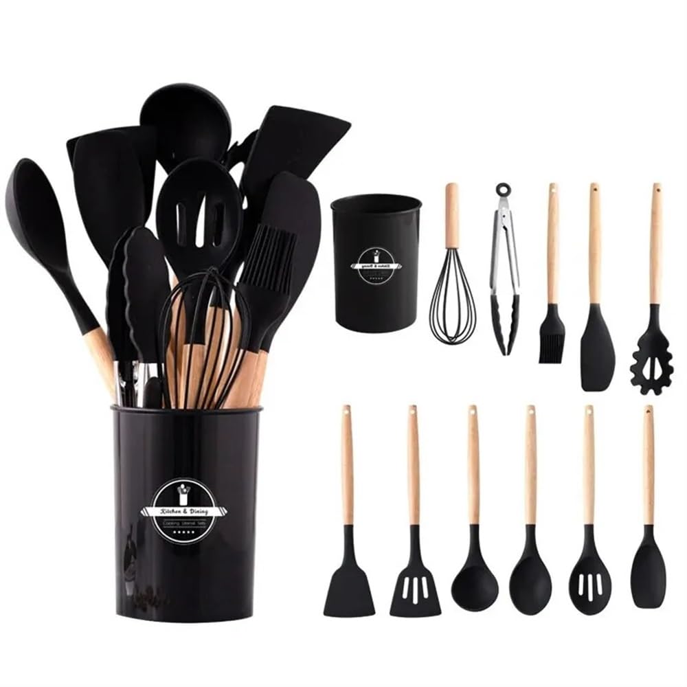 Set di utensili da cucina in silicone, 12 pezzi, antiaderenti, resistenti al calore, utensili da cucina, utensili da cucina