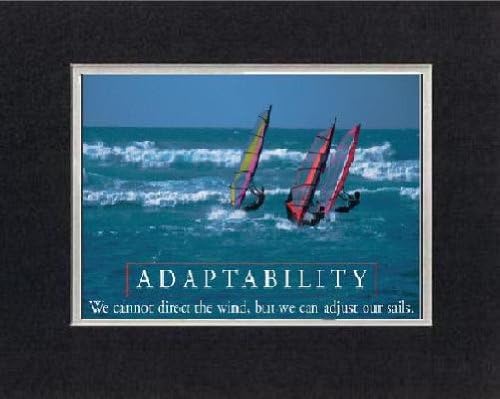 Touching and Heartfelt Poem for Motivations - [Adaptability - We cannot direct the wind, but we can adjust our sails] Motivational Saying on BlackOnWhite8 x 10 inches Double Beveled Matting