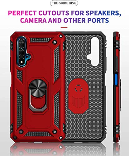 Yahan For Huawei Nova 5T/Honor 20 Case,360 Degree Rotating Ring Kickstand Hybrid Heavy Duty Dual Layer Shockproof Defender Hard Back Case With Screen Film Protector[Not Glass][2 Pack],Blue #TOP4