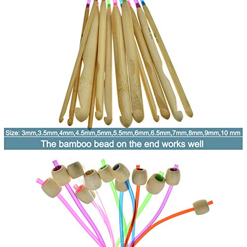 Image of Coopay Tunisian Crochet Hooks Set with Cable, 11pcs Metal Afghan Crochet Hook 2-8mm, 120cm Bamboo Circular Tunisian Knitting Needle with Bead Carbonized 3-10mm for Blanket, Knitting & Crochet Supplies