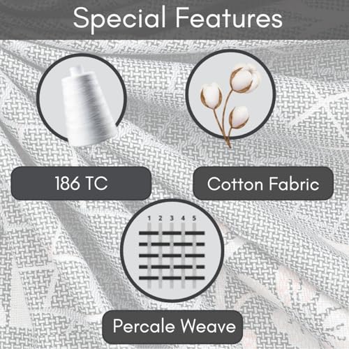 Image of Mafatlal 186 Tc Corsica Summer Bedsheets Cotton King Size | 108 X 108 Inches | Cool-Touch Cotton Bedding for Comfortable Sleeping Nights | Includes 2 Pillow Covers | Frost Grey