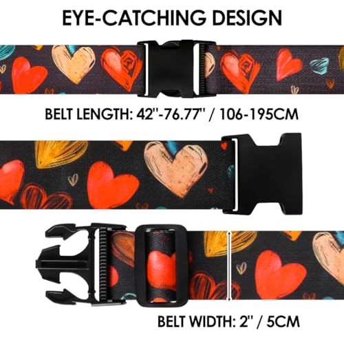 Image of Gutsdoor Luggage Straps for Suitcases Adjustable Travel Belt, Connector Holds Suitcase Bright Colorful Identifiers Travel Bag Accessories (Heart Black)