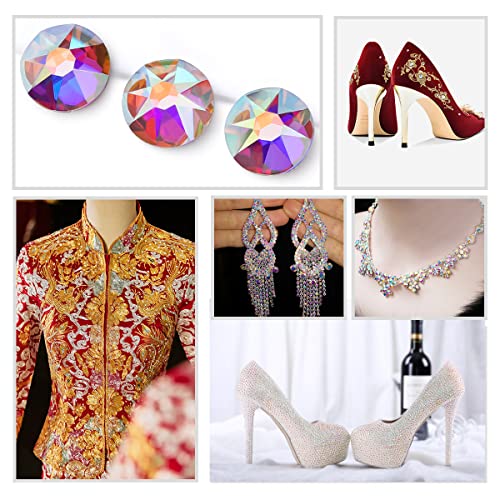 Image of Rhinestones 16 Cut Non Hotfix Flatback Rhinestones for Crafts Glass Nail rhinestones Nail Gems Crystals Rhinestones for Makeup Bags Shoes Decoration DIY(SS8,1440pcs,Crystal AB)