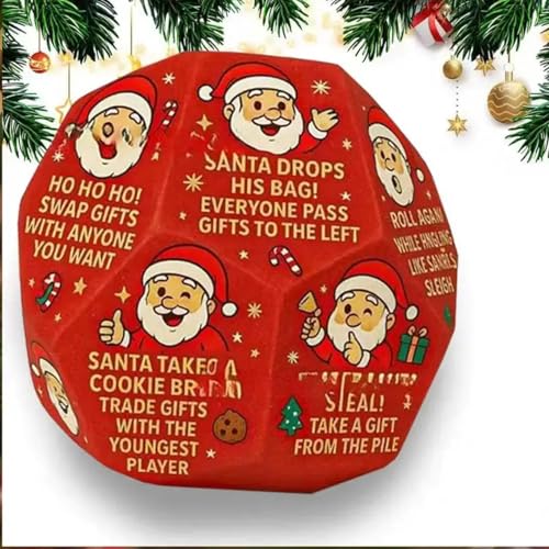 Hilarious Exchange Dice–Santa Swap Gift Exchange Dice Game for Holiday Parties, White Elephant, Secret Santa & Yankee Swap–Fun Christmas Dice Gift Exchange Party Game. (Old Man, Red)