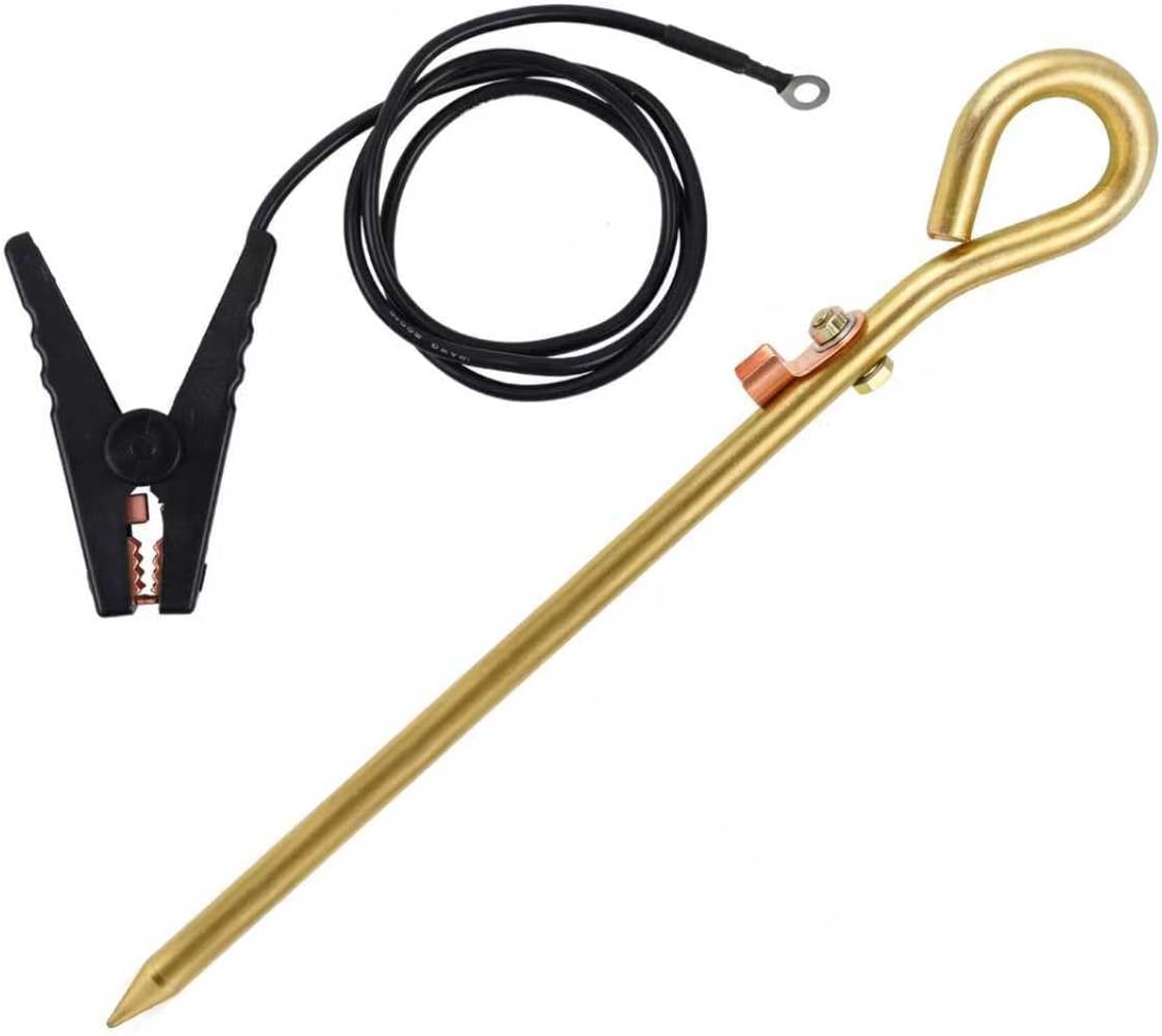 14.57Inch Copper Generator Grounding Kit Rod For Electric Fence (2pcs,20+50+80A pure copper lug)
