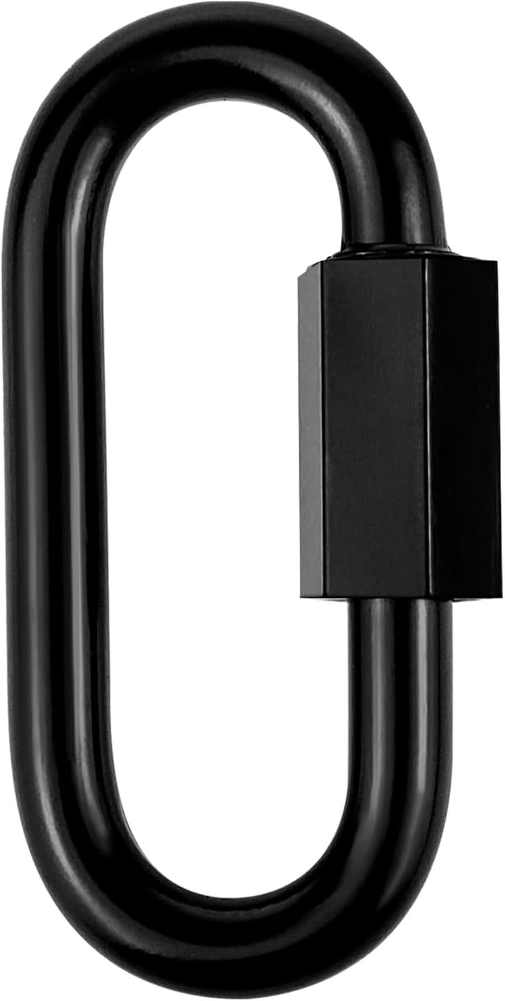 1 Pack Heavy-Duty Chain Hooks Quick Links - 304 Black Stainless Steel 1/2"" Locking Carabiner Anti-Rust Chain Connector Quick Link for Towing,Swing,Shade Sail,Bird Toys,Capacity 2500lb