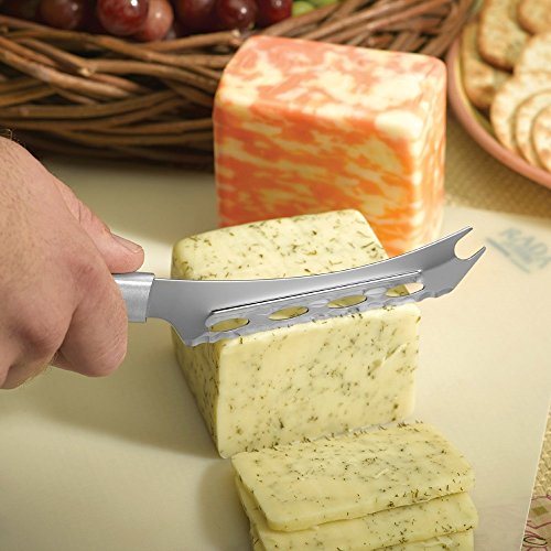 Rada Cutlery Cheese Knife – Stainless Steel Serrated Edge With Aluminum Handle, Made in the USA, 9-5/8