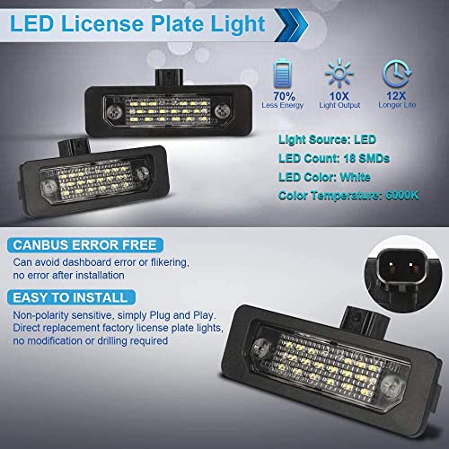 Mbuydiy Led License Plate Light Lamp Assembly Compatible With Mustang Fusion Taurus Flex Focus Lincoln Mks Mkt Mkx Mkz Mercury Sable Milan 6000K White, Pack Of 2 #TOP3