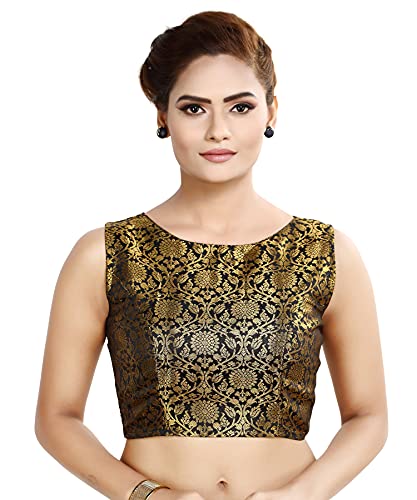 women39s traditional rich banaras brocade sleeveless readymade saree