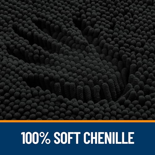 Image of OLANLY Bathroom Rugs Sets 2 Piece, Soft Absorbent Chenille Bath Mats Area Rug Set, Non-Slip, Quick Dry, Machine Washable Bath Mats for Bathroom, Home Decor Accessories (30 inchx20 inch+24 inchx16 inch, Black)