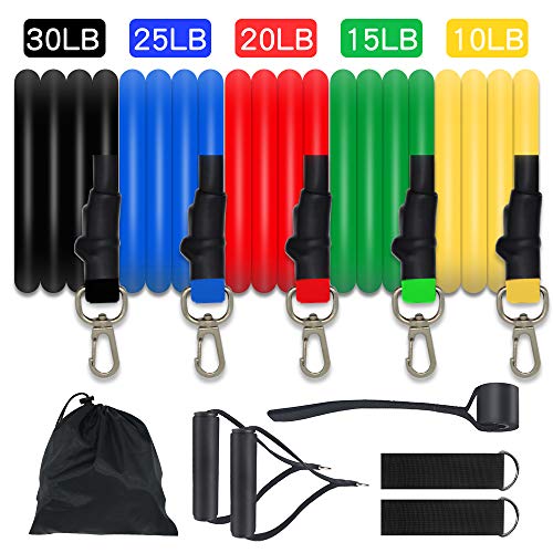 MsMk Resistance Bands Set, Exercise Bands with Door Anchor, Handles, Waterproof Carry Bag, Legs Ankle Straps for Resistance Training, Physical Therapy, Home Workouts